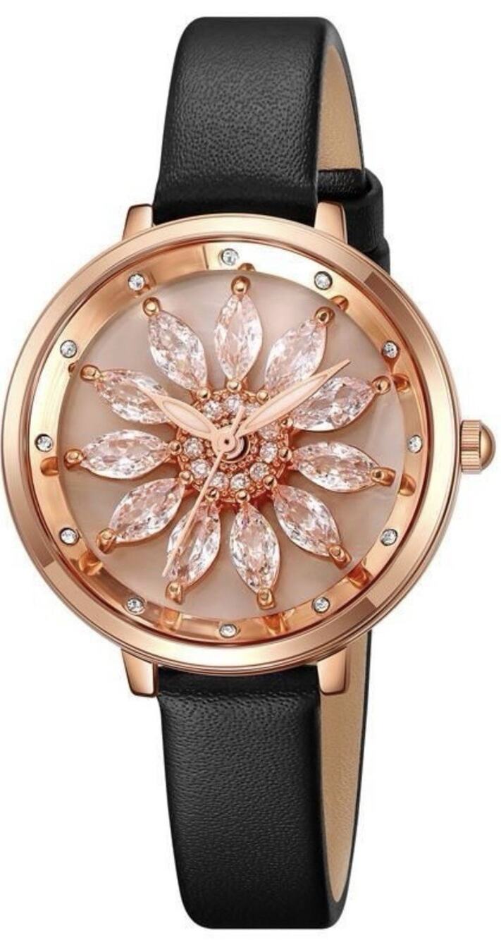 Invicta Celestial Lady 34mm Rose Gold Tone Case & Dial Black Band 70358